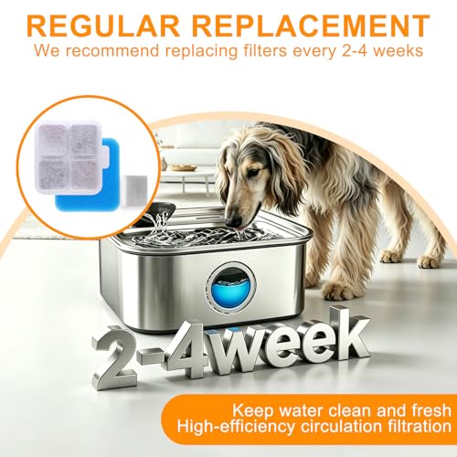 12 Pack Dog Water Fountain Filter Replacement Compatible with Oneisall PW07SAU, Multilayer Filtration,12 Filters and12 Sponges, 10L/2.64Gal