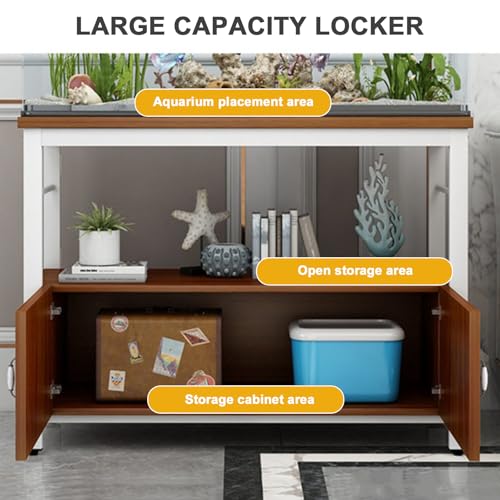 55-75 Gallon Fish Tank Stand, Metal Frame Aquarium Stands, with Shelves and Storage Cabinet for Fish Tank Accessories Storage, for Home Office Black frame + black 80x45x70cm - color: Black frame + black, size: 80x45x70cm