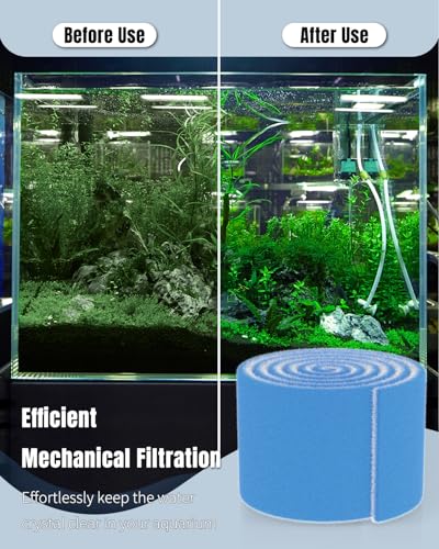Pawfly Aquarium Filter Floss Roll, 79 x 12 x 1.2 Inch Cuttable Aquarium Filter Pad, Blue and White Aquarium Filter Media Roll for Freshwater Saltwater Fish Tanks & Small Ponds