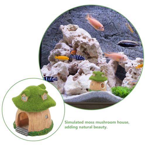 POPETPOP Aquarium Mushroom Fish Hideout - Resin Fish Tank Caves, Hamster Mushroom House, Fish and Shrimp Shelter Landscape Cave for Christmas Fish Tank Decorations