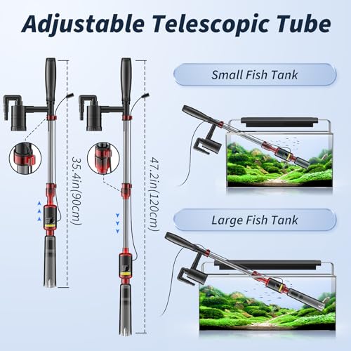 Fish Tank Cleaner - Aquarium Gravel Cleaner, 530GPH/32W Electric Fish Tank Cleaning Tools, Adjustable Water Flow Fish Tank Gravel Cleaner Vacuum, Aquarium Cleaner Kit for Water Chang Filter Wash Sand