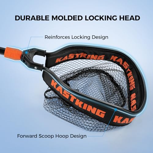 KastKing Titanet Fishing Net, Durable Aluminum Handle, Non-Slip Hi-Vis Grip, Compact Bag & Lanyard, Ideal for Kayak, Lake, Fly, or River Fishing, 2 Net Options - size: 32" Total Length (Fixed Handle), style: Pvc Net