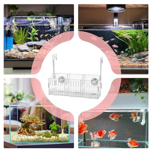 Transparent Aquarium Plant Hanging Rack - Acrylic Top-Mounted Plant Holder | Height Adjustable Double-Hook Hydroponic Planter | for Fish Tank Flower Pot, Aquarium Decorative Accessories - size: Three grids