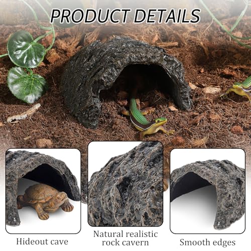 Aquarium Amphibians Hideout Cave Fish Rock Habitat Resin Stone Water Ornament Terrarium Tank Decor Hideaway for Pets Turtle Small Reptile