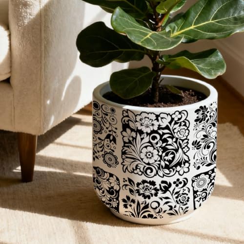 SUPERDANT 4PCS Flowers Underglaze Paper Transfer Floral Blocks Transfer Papers for Clay Ceramic Porcelain Under Glaze Transfers for Pottery Enamel Decals Black Underglaze Decal Handcrafted Gifts - style: Flowers Blocks