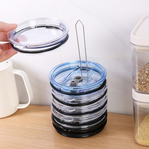 Cup Lid Holder Storage Rack | Tumbler Lid Organizer Detachable & Stackable, ABS & Stainless Steel, Vertical Space Saving, Holds 10 Lids