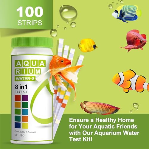 AAwipes Aquarium Ammonia Test Strips 8-in-1 |100 Strips | Quick & Accurate Water Testing for Freshwater & Saltwater Tanks -Test pH, Carbonate, Alkalinity, Hardness, Chlorine, Nitrite, etc. (K02-100) - color: 100 Strips
