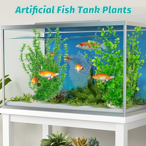 Hamiledyi 23" Tall Aquarium Plastic Plants - 2 Pack Soft Fish Tank Decor, Artificial Green Grass Cluster for Aquariums, Safe Bendable Underwater Plants（Green Style B） - color: Green（style B）