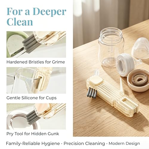 VIDONIO 4 in 1 Cup Lid Gap Cleaning Brush, Multifunctional Insulation Bottle Cleaning Tools, Mutipurpose Tiny Silicone Cup Holder Cleaner, Home Kitchen Cleaning Tools - style: 1Pc White