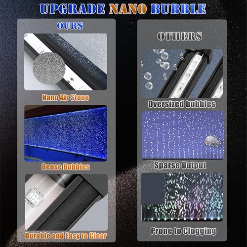 Smart App-Controlled LED Aquarium Light with 16 Million Colors, 12 Dynamic Effects, Fish Tank Light with Nano Air Bubble for Aquarium Bubbler Decorations, Submersible Fish Tank Accessories - 19'' - size: 19 inches