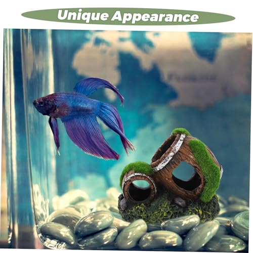 Happyyami Fish Tank Resin Decoration Aquarium Ornaments for Betta Fish Hideout Small Rustic Tank Accessories for Aquatic Environments