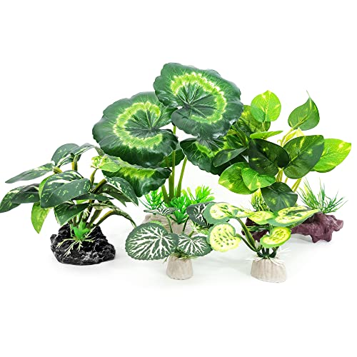 5Pack Tall Aquarium Plants - Reptile Habitat Plants Realistic Silk Fake Betta Fish Tank Decor for Terrarium Aquascaping - color: B-5pcs Set/Green