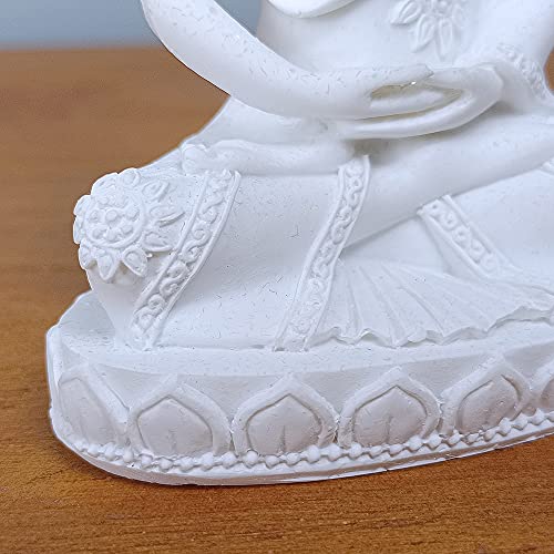 HYFAN Mini Sandstone Buddha Yoga Meditation Statue Harmonious Figurine Collectible Craft Feng Shui Sculpture Decor for Home Office Shelf Desktop (White 3 - color: White 3