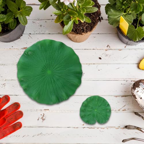 Garneck 12pcs Artificial Lotus Leaves Floating Water Pads Eva Realistic Green Pond Leaf Decorations for Aquarium Koi Fish Pond Home Décor