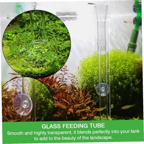 Shrimp Feeder Tube and Feeding Dish Set 20cm Crystal Glass Aquarium Feeder Tube with Feeding Box for Fish Tank Supplies