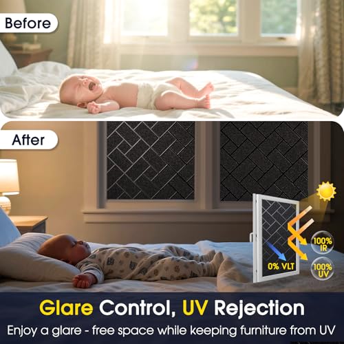 Coavas Total Blackout Window Privacy Film 100% Light Blocking & UV Protection, Static Cling Frosted Privacy Cover No Glue Heat Control Room Darkening Shade for Bedroom, Nursery,17.5 x 78.7 inches - color: Blackout, size: 17.5 x 78.7 Inch