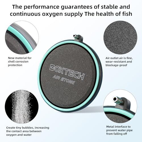 UPETTOOLS 5.2 Inch Air Stone for Aquarium – High Output Dissolved Oxygen Diffuser with Control Valve, Ultra-Quiet Nano Bubble Airstone for Large Fish Tanks, Breeding Tanks, Reef & Hydroponic Systems - size: 5.2 inch