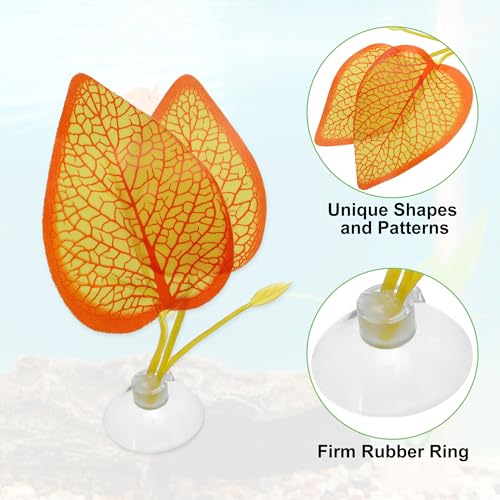 Betta Fish Leaf, Natural Habitat Simulation for Betta Spawnings Grounds, Betta Spawnings Leaves, Resting Bed, Large Small Leaves, Orange Yellow