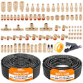 CheeMuii 86 PCS Brass DOT Air Line Fittings with 100FT 1/4" and 50FT 3/8" DOT Air Line Kit Push Lock Air Fitting Quick Connect & NPT Thread Fittings with Pneumatic Tubing - size: 2ROLL-90PCS