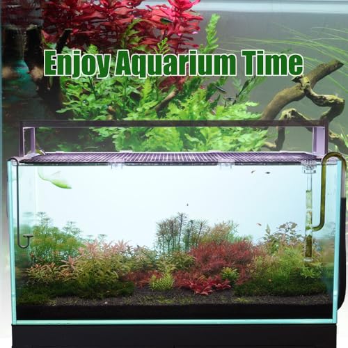 LINLAN Fish Tank Anti-Jump Set, Aquarium Lid, 8 Pieces 5.9x11.8in/15x30cm Plastic Grid with 6 Brackets and 20 Cable Ties, Cover for Rimless Aquarium(White) - color: Black, size: L