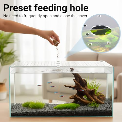 Colingmill 2 Pcs Aquarium Acrylic Fish Tank Lid Covers for 20/29/37 Gallon, 29 X12 in Glass Cuttable Canopy Top Net, Anti-Jump Net with Clips (Each 29 x 12 x 0.1in) - size: 29 x 12 Inch