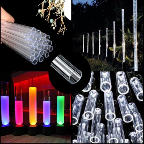 Clear Rigid Acrylic Pipe Tube 1/2"(12mm) OD x 1mm Wall Thickness 15.5" Length Round DIY Chemical Resistant High Impact PMMA Tubing for Lamps and Lanterns, Water Cooling System(10 Pcs) - size: 1/2 inch