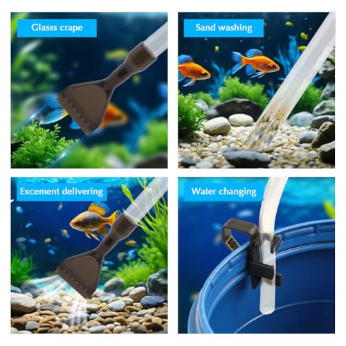 Aquarium Siphon Gravel Cleaner, Fish Tank Vacuum Cleaning Kit, Manual Water Changer Pump for Aquarium and Turtle Tanks, Gravel Vacuum Sand Washer for Removing Waste and Debris(COLOR:Black+Transparent)
