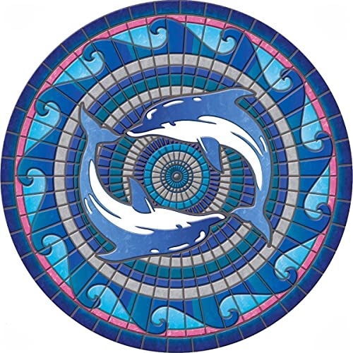 Decorative Pool Art - Poolmat - 50+ Designs Easy to Install and Remove - size: 29" in Diamater, style: Dolphin