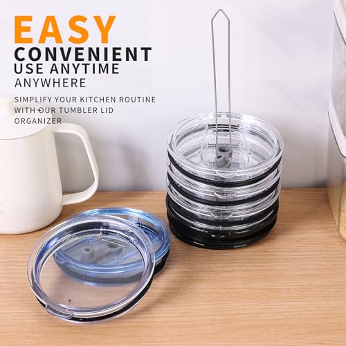 Cup Lid Holder Storage Rack | Tumbler Lid Organizer Detachable & Stackable, ABS & Stainless Steel, Vertical Space Saving, Holds 10 Lids