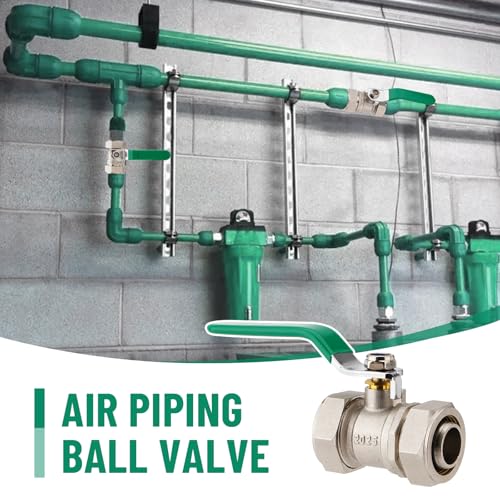 3/4" Air Piping Fittings, In-Line Ball Valve Shut-Off Fittings M8039 for Compressed Air Piping System, 175PSI Nickel-Plated Brass (2PCS)
