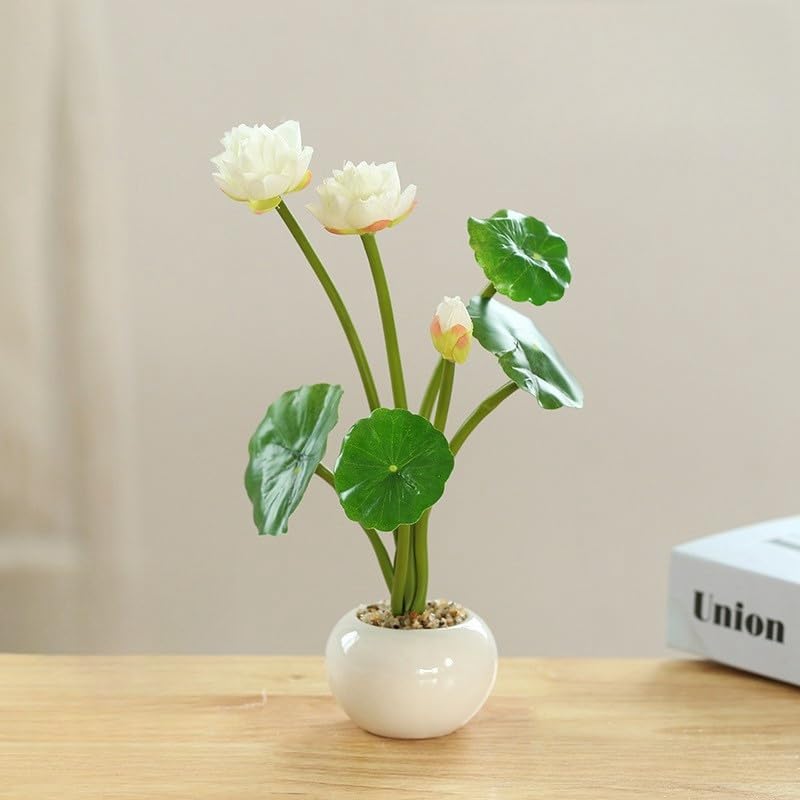 6 Pcs Water Lily Artificial Flower,10" Silk Plants Floating Flowers,Plastic Flowers Lotus Flowers,Realistic Fake Flowers Lotus Decor for Fish Tank Decoration Home Decor(White) - color: White