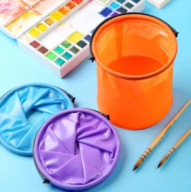 ASEANAO Collapsible Blue Plastic Bucket, 20 x 14.5 x 13cm, Foldable Water Bucket for Camping, Fishing, Cleaning, Beach - color: Blue