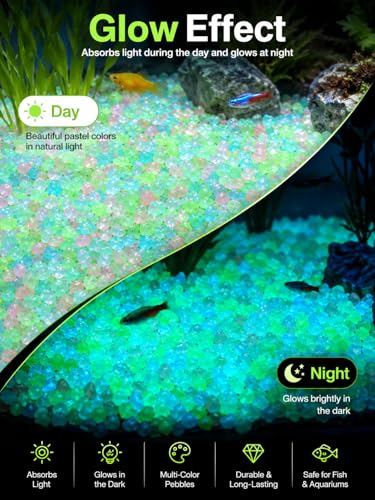 1000PCS Tank Rocks Glow Blue Fish Tank Decorations - color: Colorful