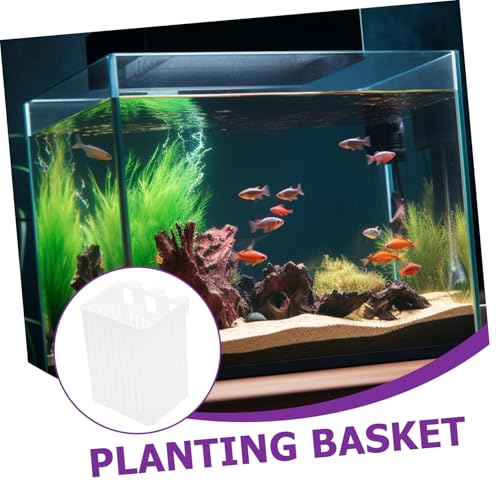 ibasenice 3pack Hanging Aquarium Plant Holder Live Aquatic Plants Hydroponic Baskets for Fish Tank Planting Baskets - color: White