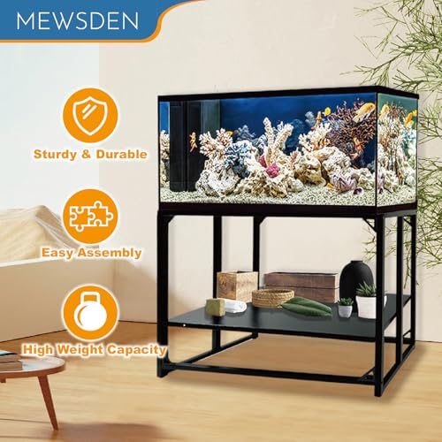 Fish Tank Stand, 40 Gallon Heavy Duty Metal Aquarium Stands, Reptile Tank, Turtle Tank, Breeder Tank Stand, 660LBS Capacity Terrarium Stand Rack with 2-Tier Storage Shelves (Black, 36.5"x18.5"x29.5") - color: Black, size: (40 Gallon)36.5"x18.5"