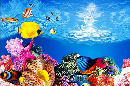 ELEBOX New 20" x 48" Fish Tank Background Paper Wallpaper 2 Sided Colorful Seaweed Water Plants Aquarium Background HD Poster Decorations - color: Sea World, size: H:19.5"x L:48"