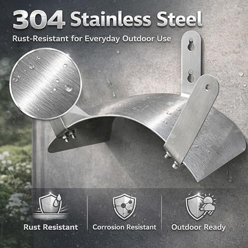Gardzen 304 Stainless Steel Garden Hose Holder, Heavy Duty Wall Mounted Hanger, Rust-Resistant Outdoor Storage Rack for Backyard, Fence, Garage & Shed