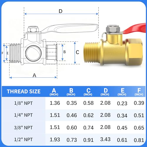 ChillWaves Brass Ball Valve, Air Compressor Ball Valve Shut Off Switch 1/4" NPT Male x 1/4" NPT Female Thread Pipe Fitting(4-PACK) - size: 1/4" MNPT x 1/4" FNPT, style: PACK OF 4