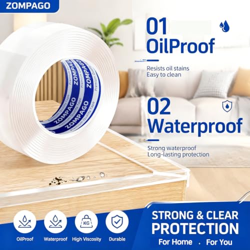ZOMPAGO Clear Soft Corner Protectors for Baby Safety Furniture Strip 1.6in(W) x9.84FT(L), Sharp Edge Table Corner Bumpers, Wall Corner Guards, Baby Proof Corner Protectors for Cabinet & Window Edge - size: 1.6in x9.84FT