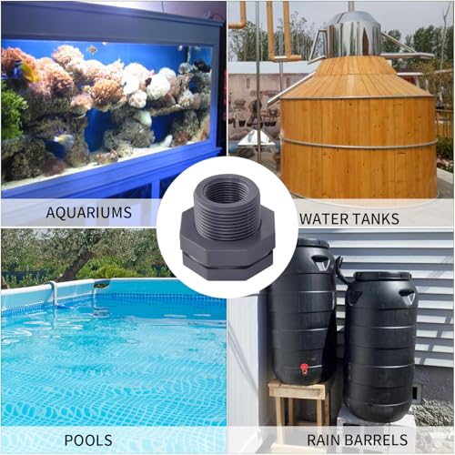 ChillWaves PVC Bulkhead Fitting 1" Double Thread Connector Adapter for Water Tank, Aquariums, Rain barrels(8-PACK) - size: 1 Inch, style: Bulkhead Fitting