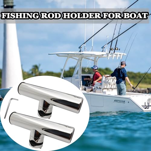 Tripquips 2Pcs Fishing Rod Holder, Rail Mount Fishing Pole Holder, Stainless Tournament Style Clamp on Rod Holder for Rails 3/4" to 1", 7/8" to 1"