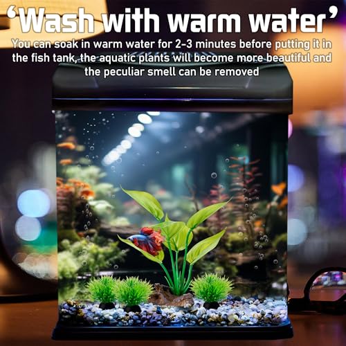 Fish Tank Artificial Plastic Plants Decorations 6inch Silk Betta Leaf pad Hammock Hides Small Aquarium Decor Fish Bowl Accessories Reptiles Turtle Tank Driftwood Ornaments