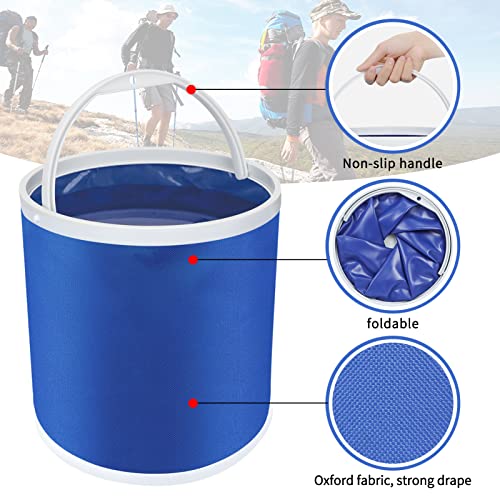 Homelove Collapsible Camping Fishing Bucket - 11L (2.9 Gallons) Durable Pop Up Water Container for Car Washing, Boating or Other Outdoor Activities - Foldable, Blue