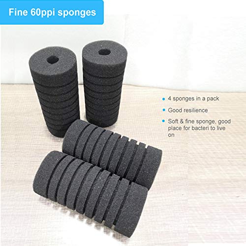 hygger Pack of 4 Replacement Sponges for Aquarium Double Sponge Filter (M) - size: Sponge M (15-55 gallon)