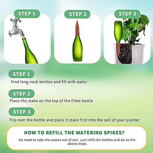 Tcamp 20 Pack Terracotta Watering Spikes, Plant Watering Devices Wine Bottle Automatic Plant Self Watering Spikes for Vacations, Self-Watering Stakes for Indoor Outdoor Plants - size: 20 Pack