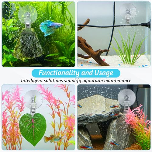 6 Pack Aquarium Suction Cup Clips, Clear Plastic Fish Feeding Tool, Veggie Seaweed Plant Holder for Fish, Underwater Fish Feeder, Tank Fish Feeder Clips Accessories