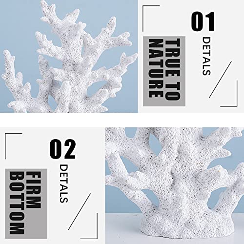 kathson Artificial Coral Ornament Resin Coral Decor for Fish Tank Underwater Sea Plants Decorations Aquarium Landscape (White) - size: 1PCS,White