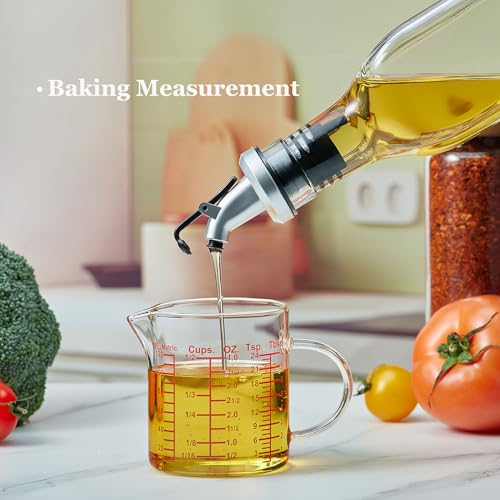 Ackers BORO3.3 Measure Glass -[Insulated handle | V-Shaped Spout]-Made of High Borosilicate Glass Measuring for Kitchen or Restaurant, Easy to Read, 120 ML (4 Oz) - size: 120ML/4OZ