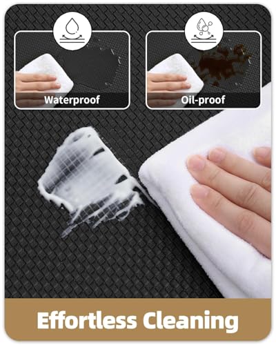Color&Geometry Anti Fatigue Cushion Padded Kitchen Mat for Floor - 17x29+17x29,Easy Clean, Water & Oil Proof, Non Slip, Foam Rubber Small Runner Rug for Front Sink Comfort Standing, Black Set of 2 - color: Black, size: 17"x29"+17"x29"