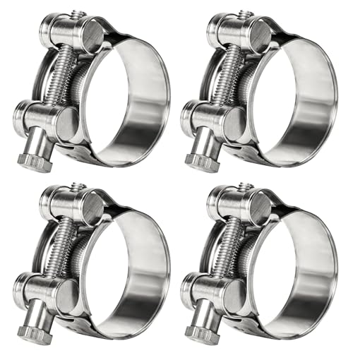 T-Bolt Hose Clamps 304 Stainless Steel (44-47mm 4-Pack) - Heavy Duty Adjustable Clamp for Automotive, Plumbing & Industrial Pipes - Corrosion Resistant, Secure Seal - size: 44-47mm 4 Pack